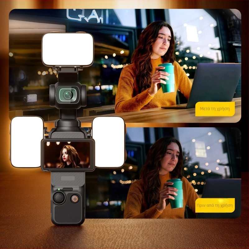 Pocket3 LED φως πλήρωσης για DJI Pocket/Osmo Pocket — χειροκίνητο φορητό φωτιστικό για selfies με ρυθμιζόμενη θερμοκρασία χρώματος 2500–9900K, ισχύς κάτω των 10W, 5V