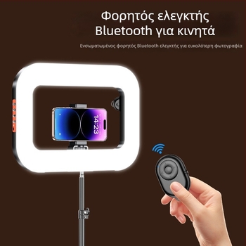 Φορητό χειροκίνητο LED κυκλικό φως για selfies και ζωντανές μεταδόσεις με ενσωματωμένη μπαταρία, τροφοδοσία 5V, ισχύ 10–50W
