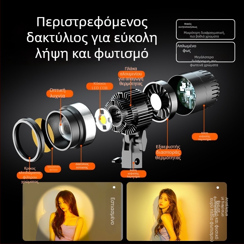 Ψηφιακό φως φωτογράφισης Sinoni Hair lamp, 5500K, ρυθμιζόμενος φωτισμός, ρυθμιζόμενη φωτεινότητα