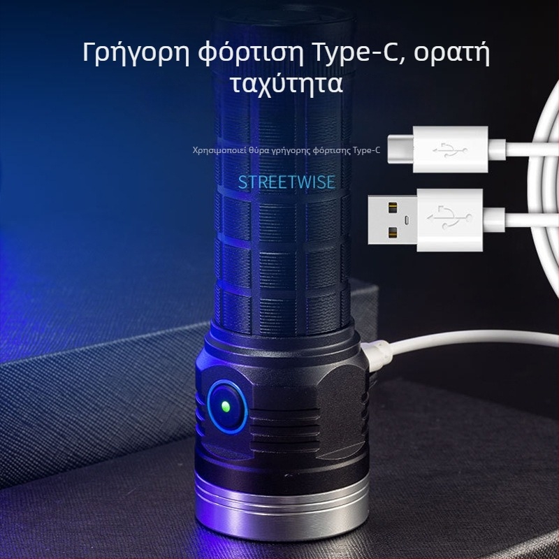 Φακός χειρός για υπαίθρια χρήση, κατασκήνωση: 25W, 1600lm, εμβέλεια 50–100 m, αλουμινένιο περίβλημα