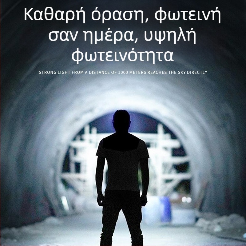 Κεφαλικός φακός για νυχτερινή αλιεία – 10W LED, επαναφορτιζόμενος, χειροκίνητη τροφοδοσία, αλουμινένιο κράμα, εμβέλεια δέσμης 200–500 m