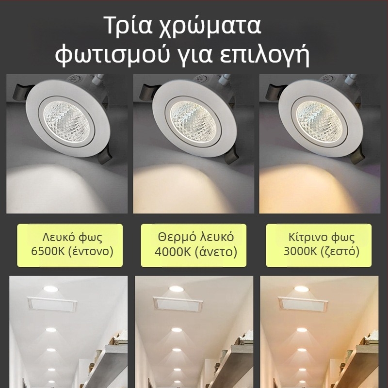 LED ενσωματωμένο οροφής σποτ με αντιθαμβωτικό σχεδιασμό, 220V, έλεγχος μέσω τοίχου, PVC περίβλημα, CRI 70–79