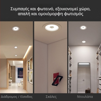 LED downlight με αισθητήρα σώματος, υπέρυθρο ραντάρ και φωνητικό έλεγχο, κρυφή εγκατάσταση, 220V, LED τεμάχια 2835 x10, 6500K