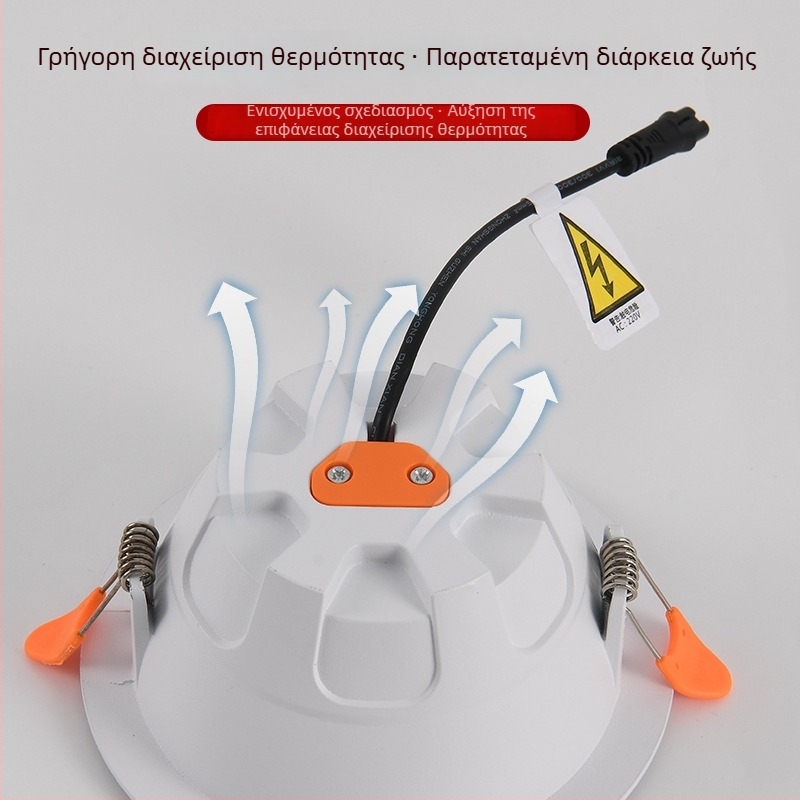 Downlight με COB LED, κρυφή εγκατάσταση, 220V, CRI ≥90, 3000K/3500K/4000K/5700K