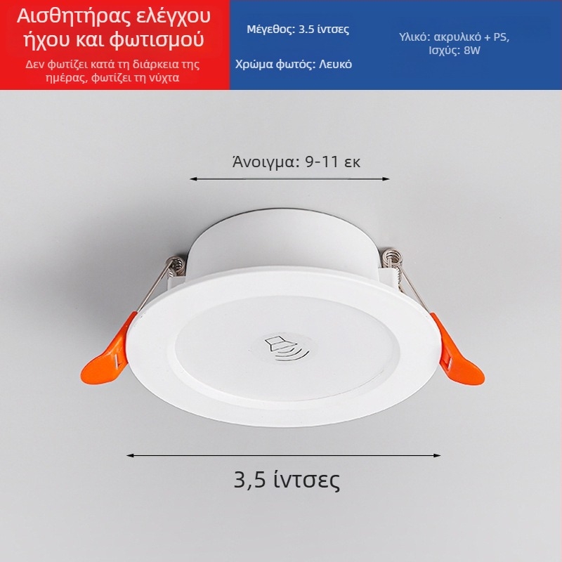 LED downlight με ευφυή αισθητήρα ραντάρ κίνησης και έλεγχο φωτισμού – πηγή LED, τάση ≤36V, CRI 80–89, κρυφή τοποθέτηση