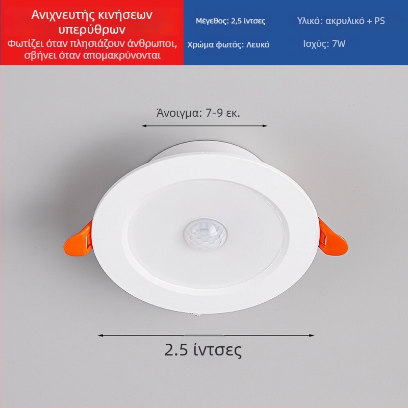 LED downlight με ευφυή αισθητήρα ραντάρ κίνησης και έλεγχο φωτισμού – πηγή LED, τάση ≤36V, CRI 80–89, κρυφή τοποθέτηση