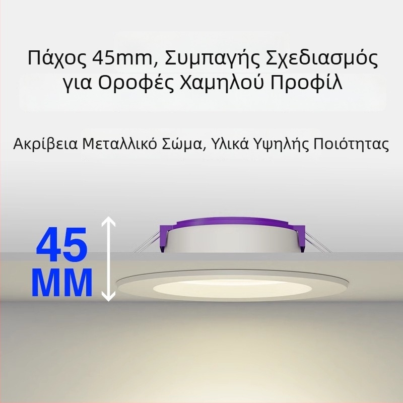 LED downlight οροφής, 7W/9W/12W, ενσωματωμένος φωτισμός για σαλόνι, 220V, θερμοκρασία χρωματος 3000K/4000K/6500K, CRI 70–79, Qianhua