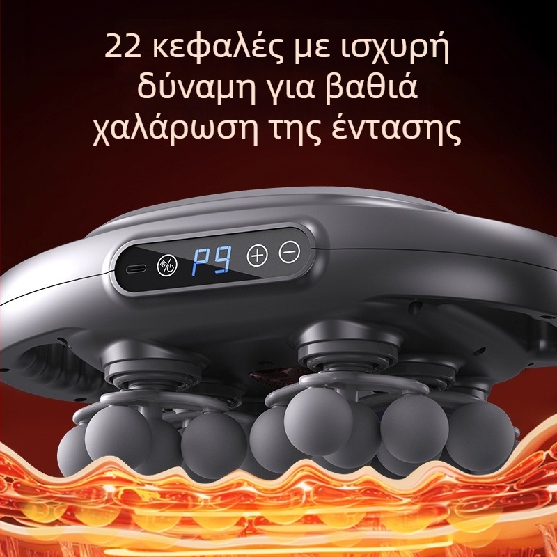 Μασάζ μυών με fascia gun 6+ κεφαλές, επαγγελματικού επιπέδου για λαιμό και σώμα, Brush motor, LCD οθόνη, 5+ ταχύτητες, ενσωματωμένη μπαταρία 1200–2000 mAh, θόρυβος <36 dB