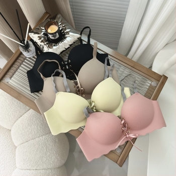 Μπραλέτ χωρίς ραφές με πλευρική σύσφιξη, κύπελλα 3/4, λεπτά μορφοποιημένα κύπελλα, σταθερές διπλές τιράντες