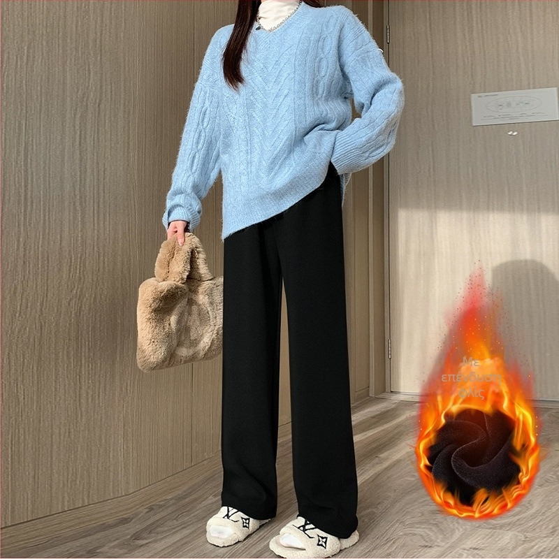 Παντελόνια εγκύου για φθινόπωρο-χειμώνα, φαρδιά γραμμή, μείγμα πολυεστερ-βισκόζη (70–80% πολυεστερ, <30% βισκόζη), υψηλή ελαστικότητα, στήριξη κοιλιάς, φθινόπωρο 2025