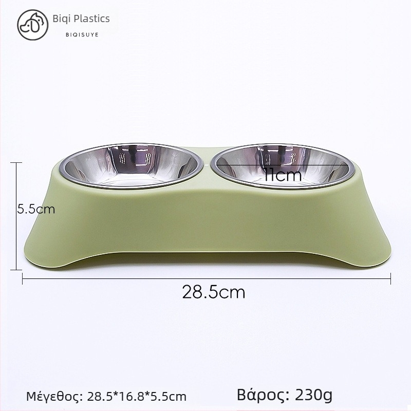 Δίσκος τροφής κατοικίδιων με διπλό μπολ από ανοξείδωτο ατσάλι, ενσωματωμένος σχεδιασμός, αντιδιαρροικός