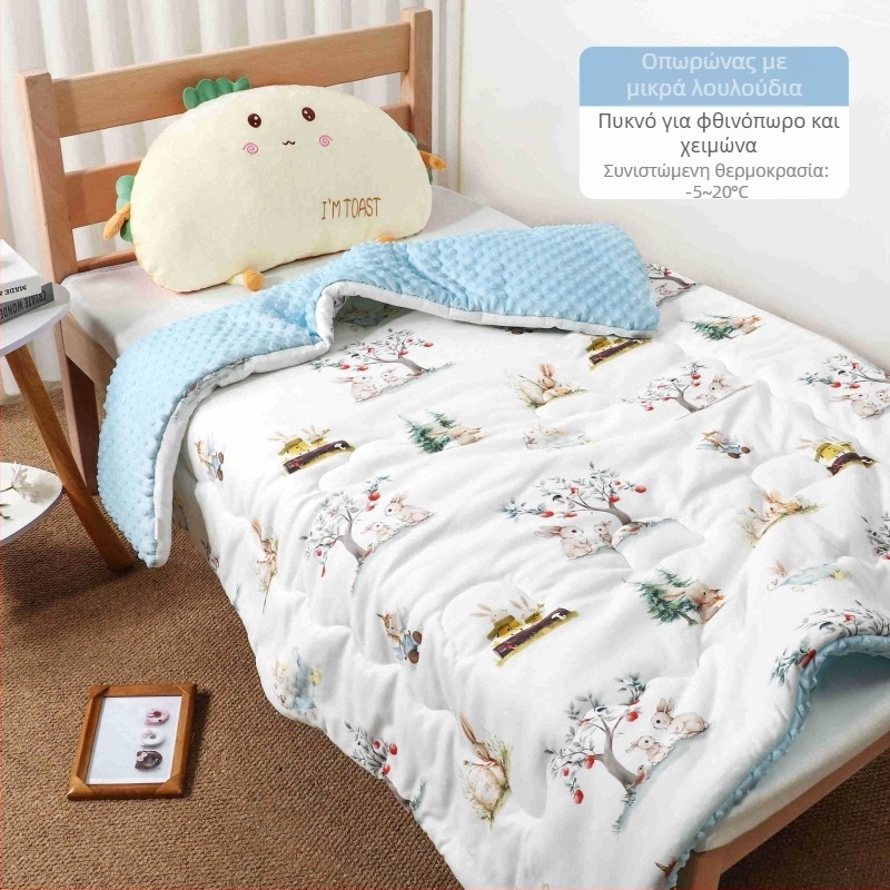 Κουβέρτα μωρού με πλεκτό βαμβακερό ύφασμα και πολυεστερικό γέμισμα, στυλ κινούμενων σχεδίων, για άνοιξη-φθινόπωρο, κατάλληλη για παιδιά μέχρι 6 ετών, βάρος 0,55–1,0 kg