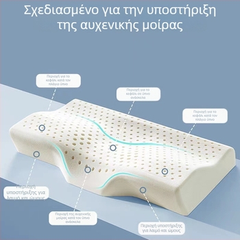 Μαξιλάρι αυχένα σε σχήμα πεταλούδας, φυσικό λατέξ, περιεκτικότητα λατέξ 80–90%, πλεκτός πυρήνας, βάρος 1,0–1,5 kg