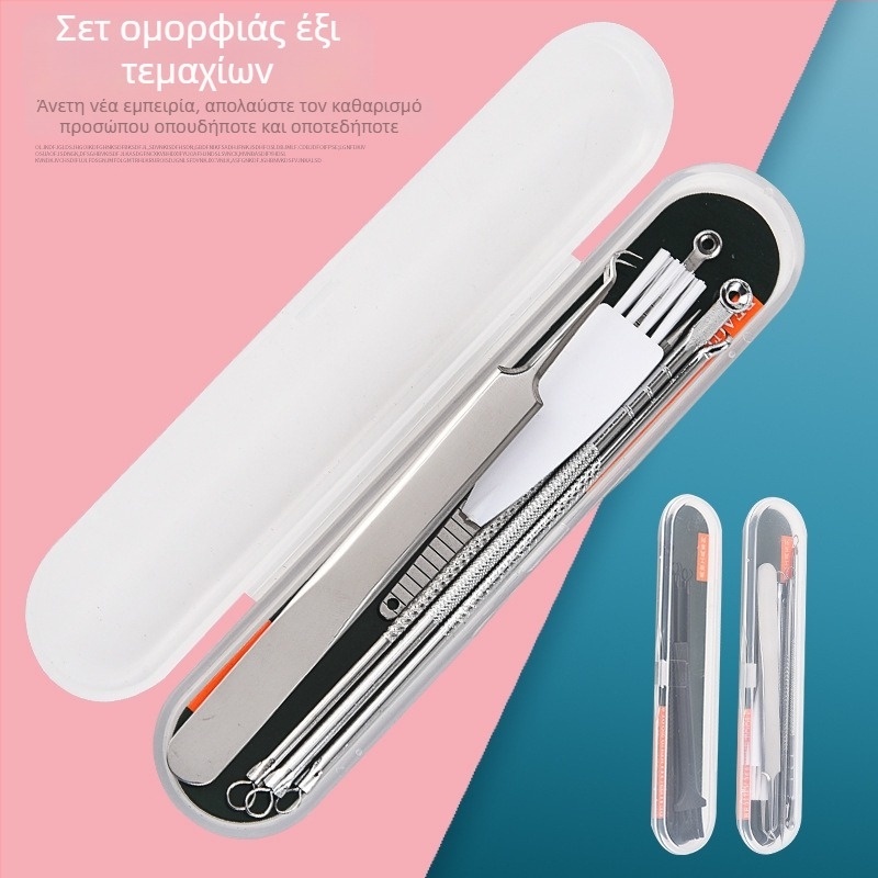 Σετ 6 ακνεϊκών βελών, ανοξείδωτο ατσάλι — περιλαμβάνει βελόνα για μαύρα στίγματα, λαβίδα και κλιπ ακμής