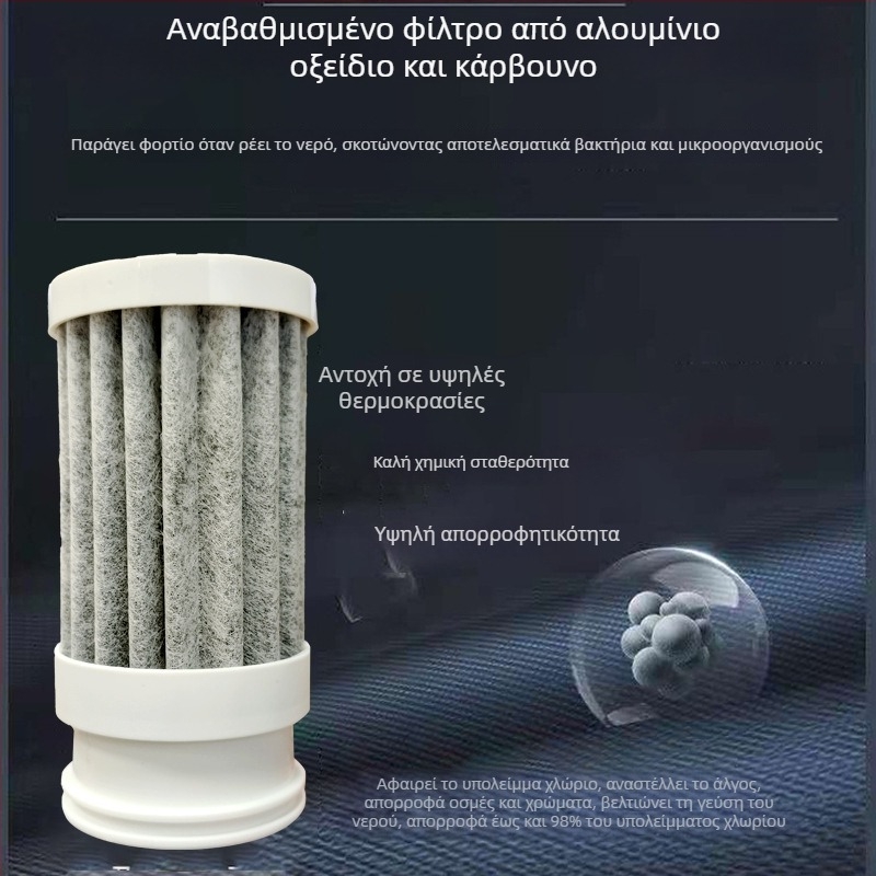 Στοιχείο φίλτρου νερού για βρύση με συνθετικό άνθρακα, PP βάμβακι και ABS περίβλημα; χωρητικότητα 2 L/min; καθολικό μοντέλο; κατάλληλο για φιάλη νερού με μπροστινή βρύση; απομάκρυνση βαρέων μετάλλων.