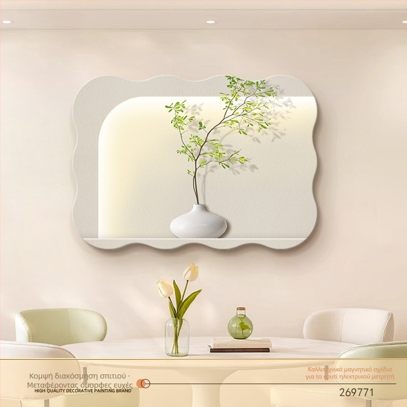 Διακοσμητικός πίνακας για κουτί μετρητή — μαγνητική στερέωση, χωρίς διάτρηση, χωρίς πλαίσιο, μοτίβο λουλουδιών, δερμάτινη βάση βαφής