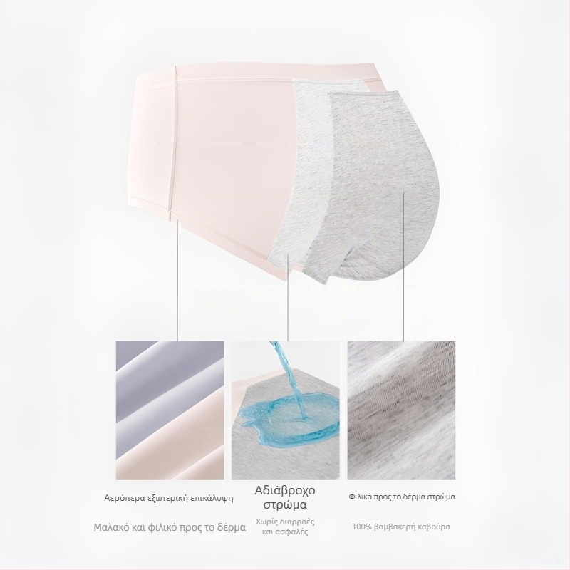 Γυναικείο εσώρουχο περιόδου από βαμβάκι, αντιβακτηριακό, χωρίς τσίμπημα, με εκτεταμένο μεσαίο ύψος στη μέση, προστασία από διαρροές