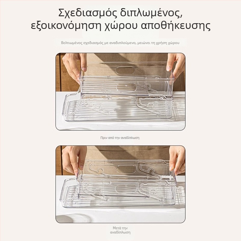 Διπλό επίπεδο κυλιόμενο, αναδιπλώμενο ράφι αποθήκευσης ποτών για κουζίνα