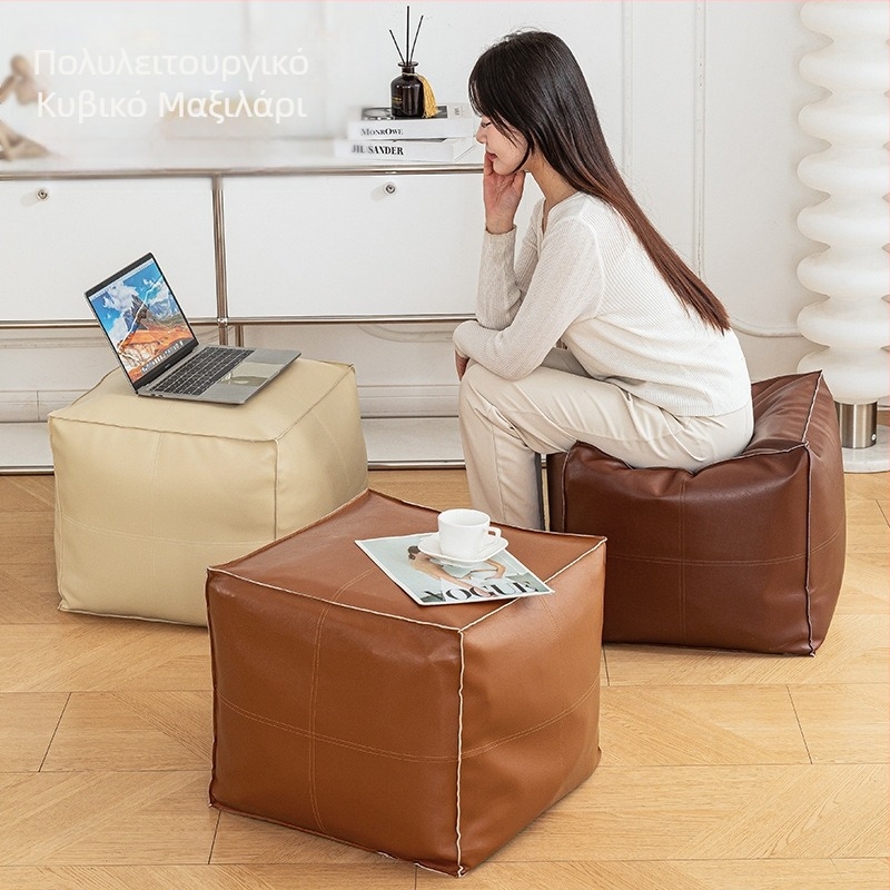 Δερμάτινο σκαμπό αποθήκευσης για οικιακή χρήση, πολυχρηστικό, χωρητικότητα 50 L, φορτίο 100 kg, ορθογώνιο σχήμα