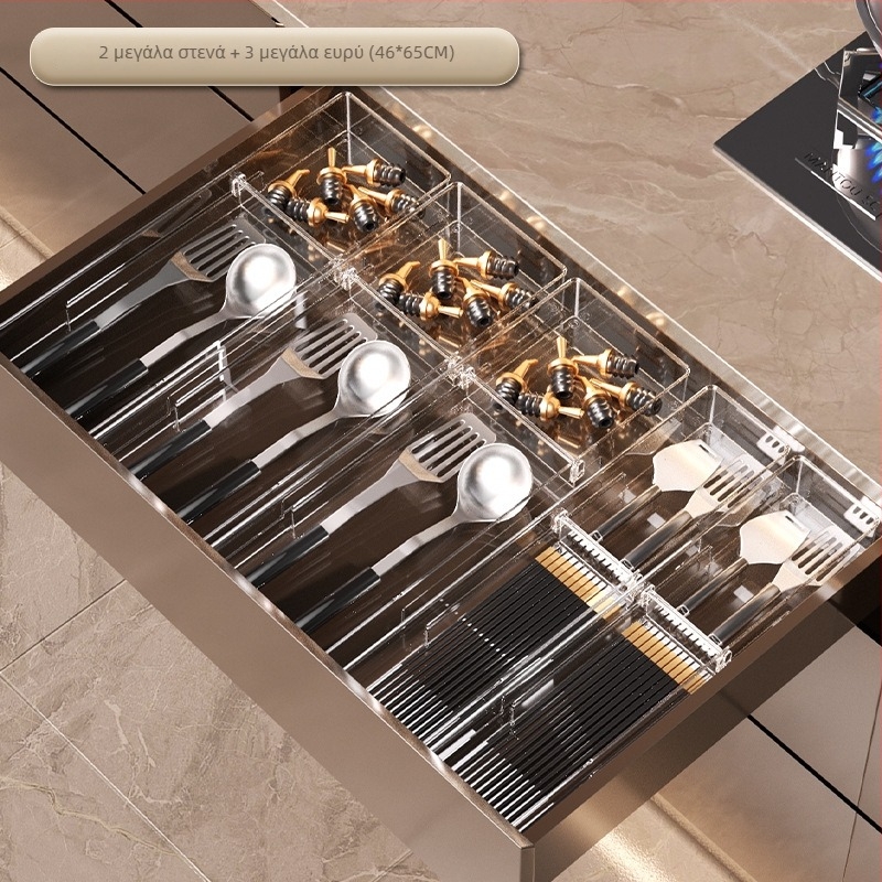 Κουτί αποθήκευσης συρταριών με αποσπώμενο διαχωριστικό, διαφανές PET, απλός και μοντέρνος σχεδιασμός, βάση στο δάπεδο, προσαρμόσιμο