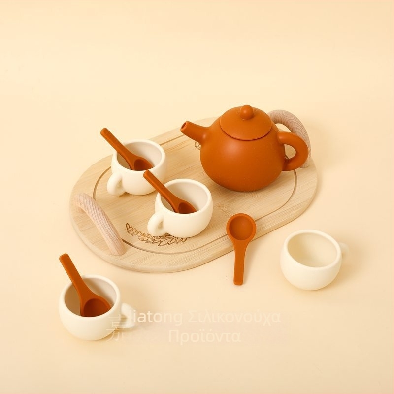 Σετ τσαγιού από σιλικόνη για παιδιά – παιχνίδι ρόλων κουζίνας, κατάλληλο για ηλικίες 4-6 ετών, υλικό σιλικόνη, βελτιώνει τον οπτικο-χειρικό συντονισμό και καλλιεργεί τη φαντασία