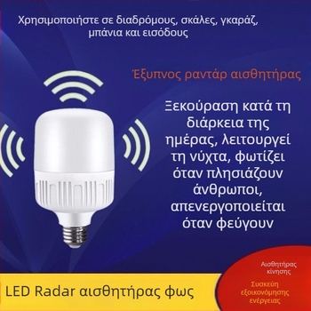 Οροφικό LED φως με ρανταρικό αισθητήρα κίνησης και έλεγχο ήχου-φωτός, 120 V, Ali smart, FCC-B, κατάλληλο για μπαλκόνι και διάδρομο