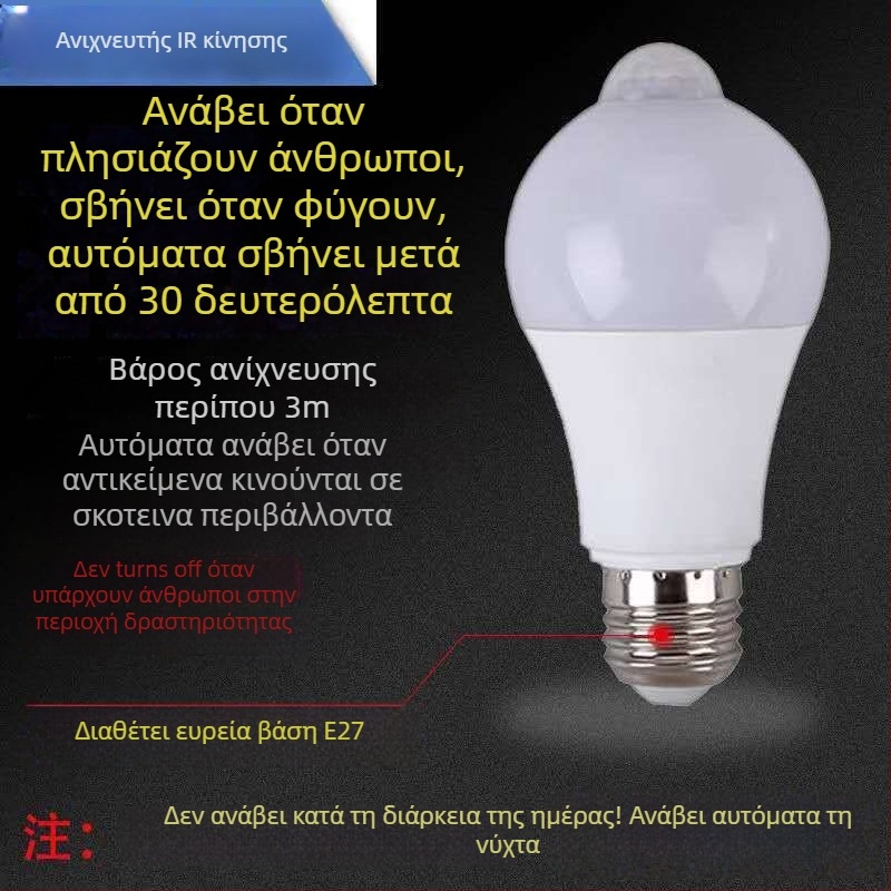 Οροφικό LED φως με ρανταρικό αισθητήρα κίνησης και έλεγχο ήχου-φωτός, 120 V, Ali smart, FCC-B, κατάλληλο για μπαλκόνι και διάδρομο