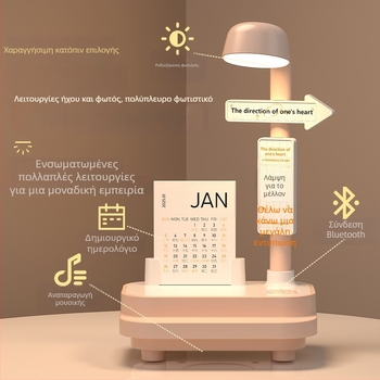 Δημιουργική νυχτερινή λάμπα ήχου Bluetooth για υπνοδωμάτιο, επιτραπέζιο φωτιστικό δύο σε ένα, με 3 θερμοκρασίες φωτισμού, μπαταρία 1200Ah, 5V/2A