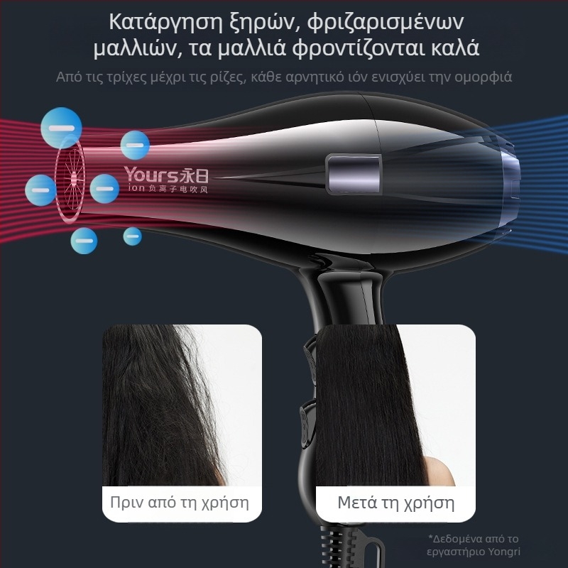 Σεσουάρ μαλλιών για οικιακή χρήση - 1700W AC κινητήρας με αρνητικά ιόντα και φροντίδα μαλλιών σε σταθερή θερμοκρασία, κρύος/ζεστός αέρα, 220V