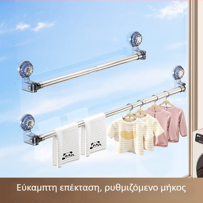 Αναδιπλόμενος μπαλκονικός σωλήνας για στέγνωμα ρούχων με βεντούζα, από χάλυβα άνθρακα, σύγχρονος μινιμαλιστικός σχεδιασμός, μάρκα Jia Zhi Wang, μοντέλο 8856