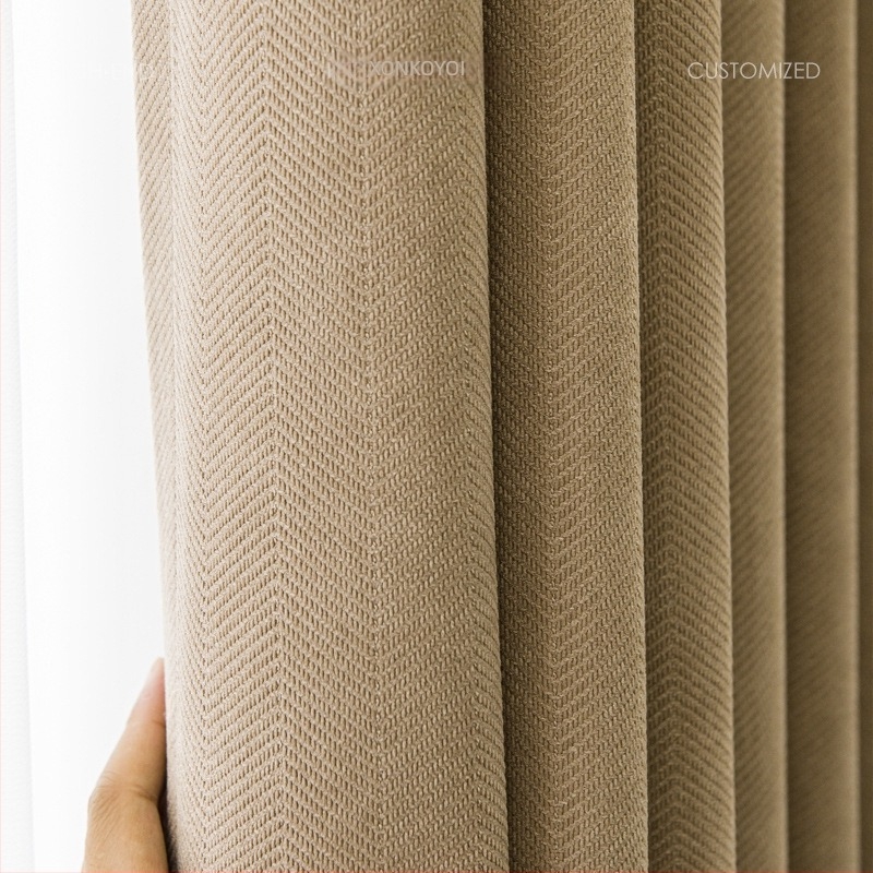 Κόκκινες ευρείες κουρτίνες Chenille Jacquard με ύφανση Herringbone, πυκνές, 100% πολυεστέρας, για υπνοδωμάτιο και σαλόνι