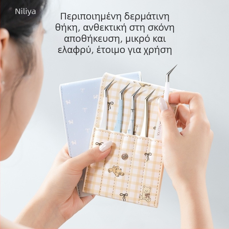 Σετ τσιμπίδων για τέχνη βλεφαρίδων: τσιμπίδες με αιχμηρή άκρη, λαβή από χάλυβα με μέτριο άνθρακα, άκρες από χάλυβα υψηλού άνθρακα, τσιμπίτζες για οδηγό, ακρίβειας τσιμπίδες βλεφαρίδων