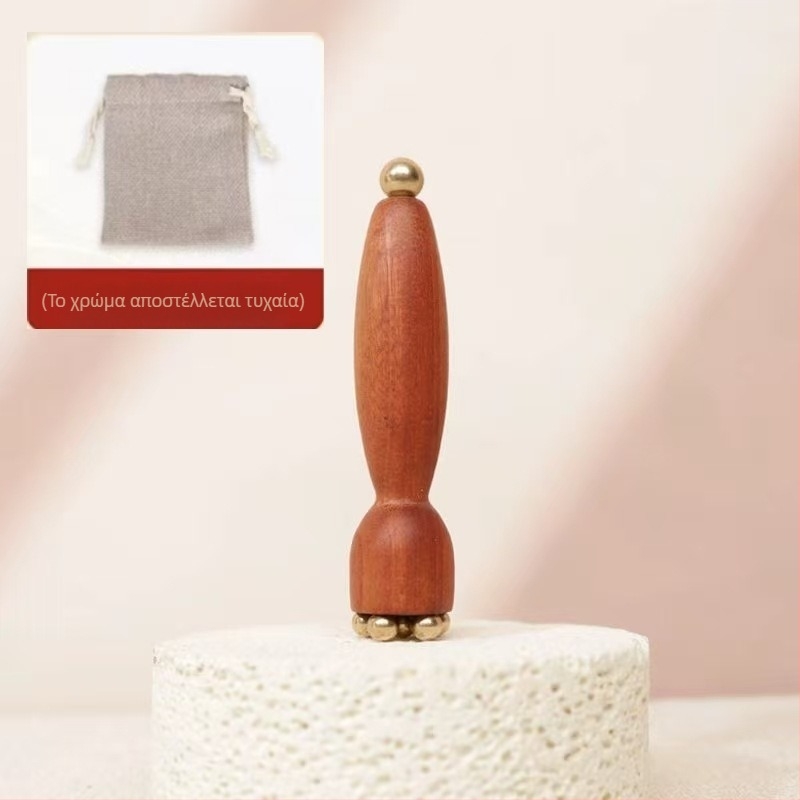 Χειροκίνητος μασάζ ματιών και προσώπου από Brazilian Rosewood με χάντρες από ορειχάλκο, σε σχήμα λωτού, χωρίς ηλεκτρισμό, για γενική χρήση