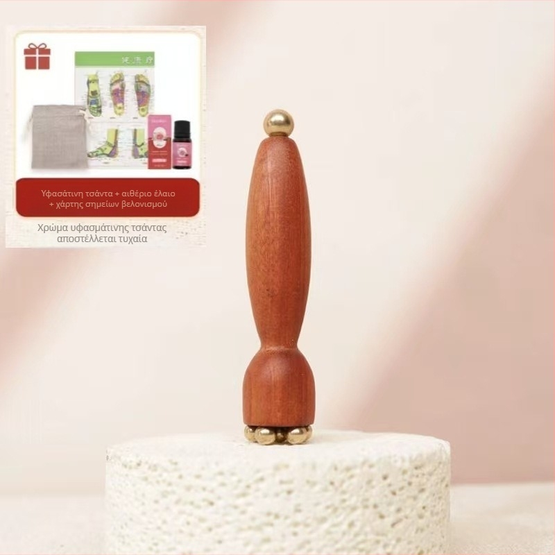 Χειροκίνητος μασάζ ματιών και προσώπου από Brazilian Rosewood με χάντρες από ορειχάλκο, σε σχήμα λωτού, χωρίς ηλεκτρισμό, για γενική χρήση