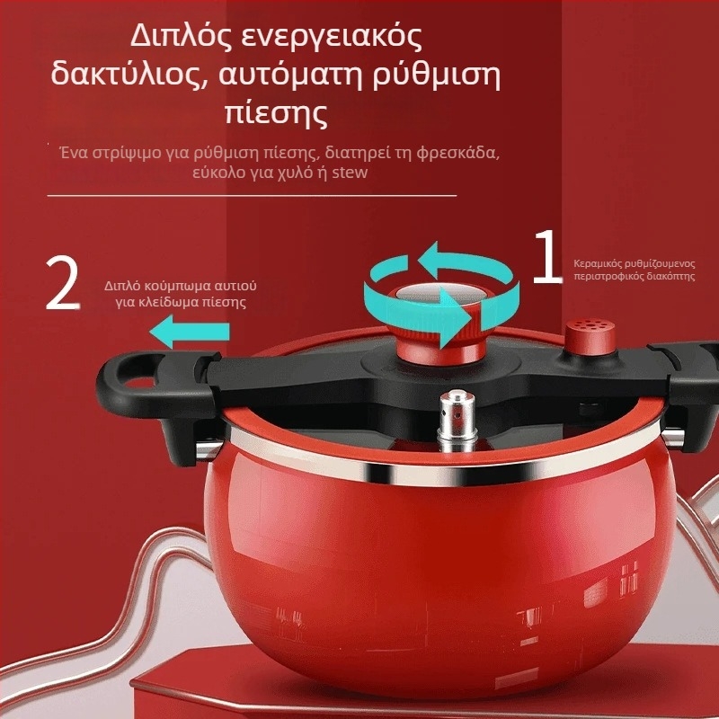 Κατσαρόλα σούπας από εμαγιέ σίδηρο με διπλά χέρια, χωρητικότητα 5 L ή μεγαλύτερη, γυάλινο καπάκι, συμβατή με φλόγιστρο και επαγωγική εστία