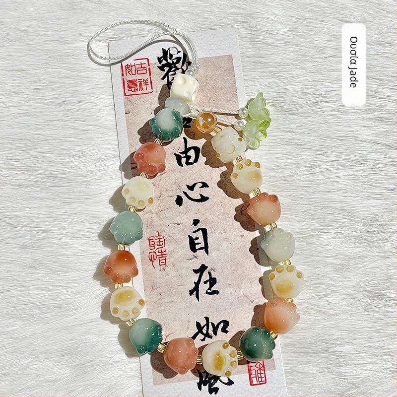 Βραχιόλι Bodhi Root με χαριτωμένο μοτίβο ζώων και pendant σε σχήμα κλειδιού — γυαλισμένο φινίρισμα, μάρκα Jinge, Φθινόπωρο 2025 έκδοση