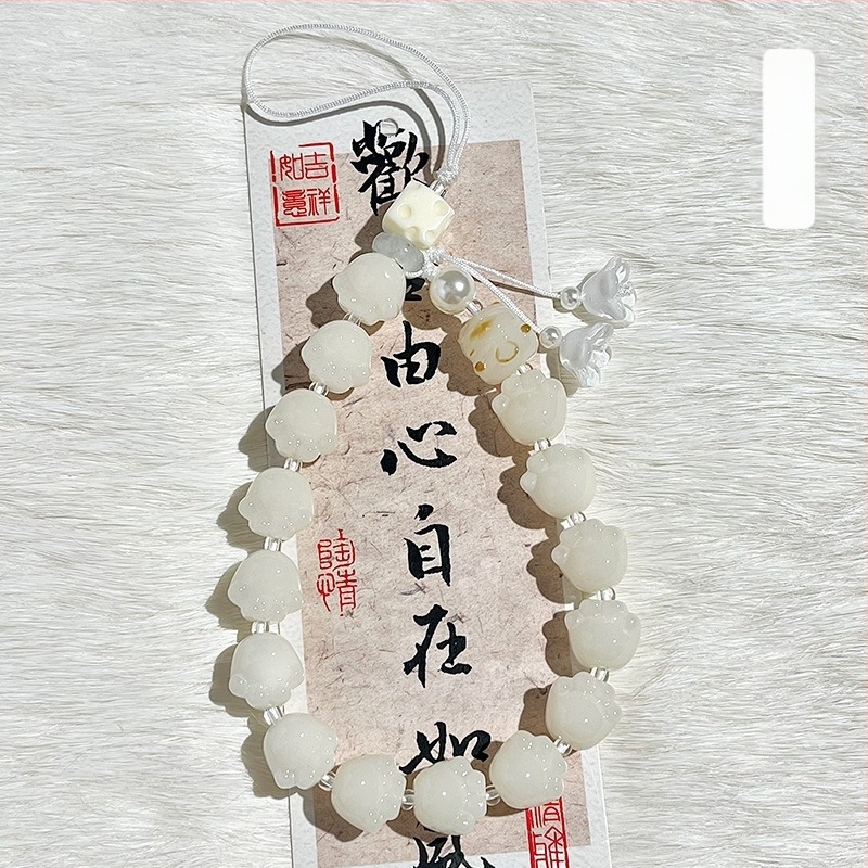 Βραχιόλι Bodhi Root με χαριτωμένο μοτίβο ζώων και pendant σε σχήμα κλειδιού — γυαλισμένο φινίρισμα, μάρκα Jinge, Φθινόπωρο 2025 έκδοση