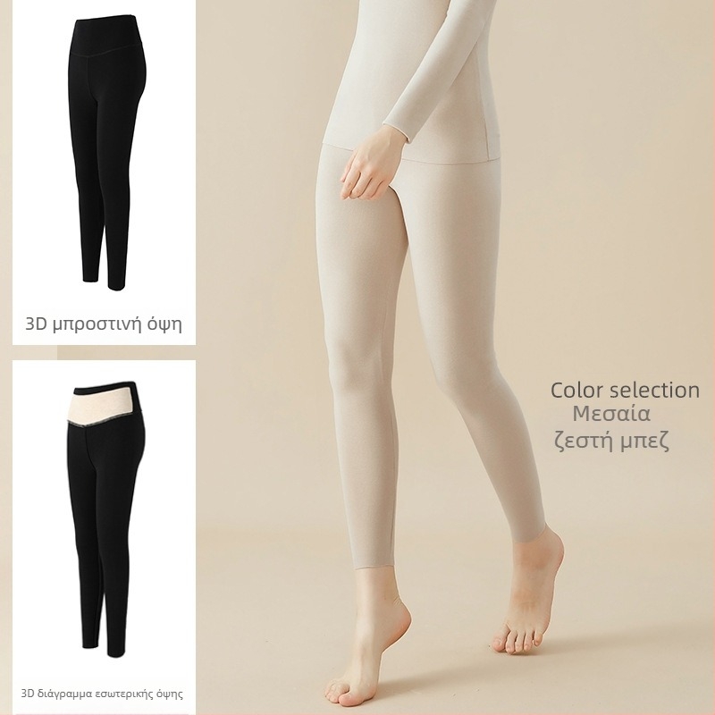 Γυναικείοι χειμωνιάτικοι θερμικοί κολάν με ψηλή μέση, παχιές και ελαστικές, στενή γραμμή, σύνθεση 50–70% ινών αναγεννημένης κυτταρίνης + ≤30% βαμβάκι, μονόχρωμο