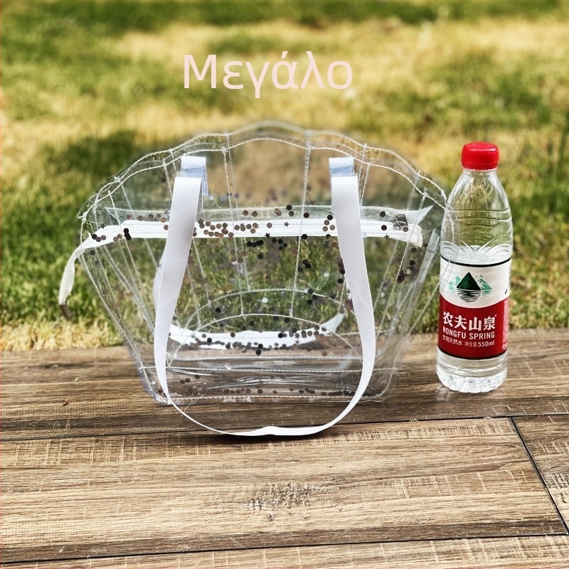 Διαφανής PVC τσάντα παραλίας, αδιάβροχη σε σχήμα καβουκιού, χωρητικότητα κάτω από 20 L, στυλ δρόμου