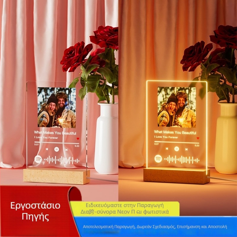 LED νυχτερινό φως σε ακρυλικό πλαίσιο φωτογραφιών — Προσαρμόζεται κατόπιν αιτήματος, 5V 2A, Στατική προβολή, Εσωτερική χρήση