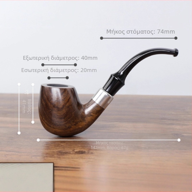 Χειροποίητη Μεγάλη Πίπα από Ξύλο Έβονι με Φίλτρο 9mm, Κλασικού Στυλ