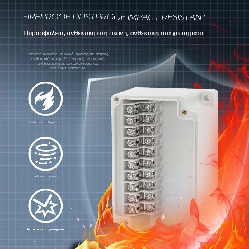 Εξωτερικό αδιάβροχο κουτί διακλάδωσης με 6P τερματικό μπλοκ, σφραγίσεις καλωδίων και ABS πλαστικό περίβλημα