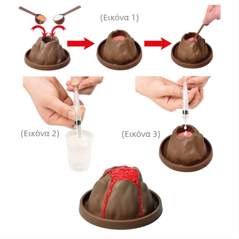 Σετ DIY επιστημονικών πειραμάτων έκρηξης ηφαιστείου — Πλαστικό παιχνίδι για ηλικίες 7–14, Μάρκα Like a Fish, Περιλαμβάνει στολή και κουτί από χαρτόνι