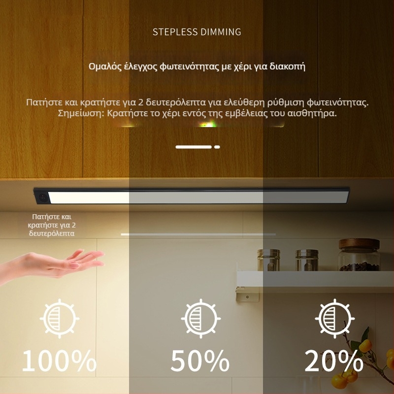 Ασύρτιμη αυτοκόλλητη έξυπνη νυχτερινή λάμπα, μπαταρία, PC σκιά, έξυπνος έλεγχος, διακόπτης τύπου toggle, CE πιστοποίηση
