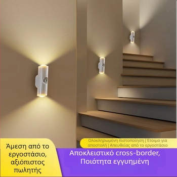 Νυχτερινό φως με αισθητήρα σώματος και περιβαλλοντικό φωτισμό, λαμπτήρας τοίχου με ABS σκιά και ενσωματωμένη μπαταρία (Τάση ≤36V)