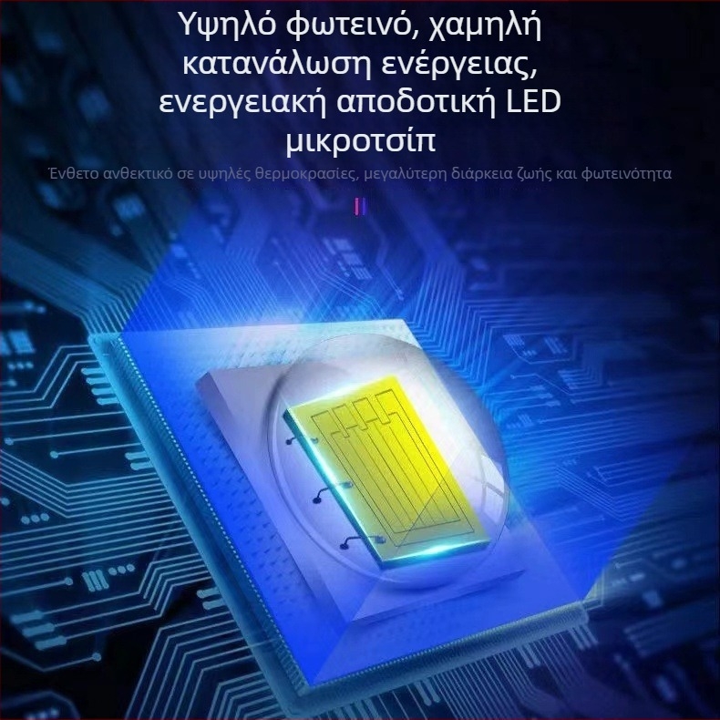 Φακός επαναφορτιζόμενος με ηλιακή ενέργεια και χειροκίνητος δυναμό, 20W, 800 mAh, εμβέλεια 200-500 μέτρα