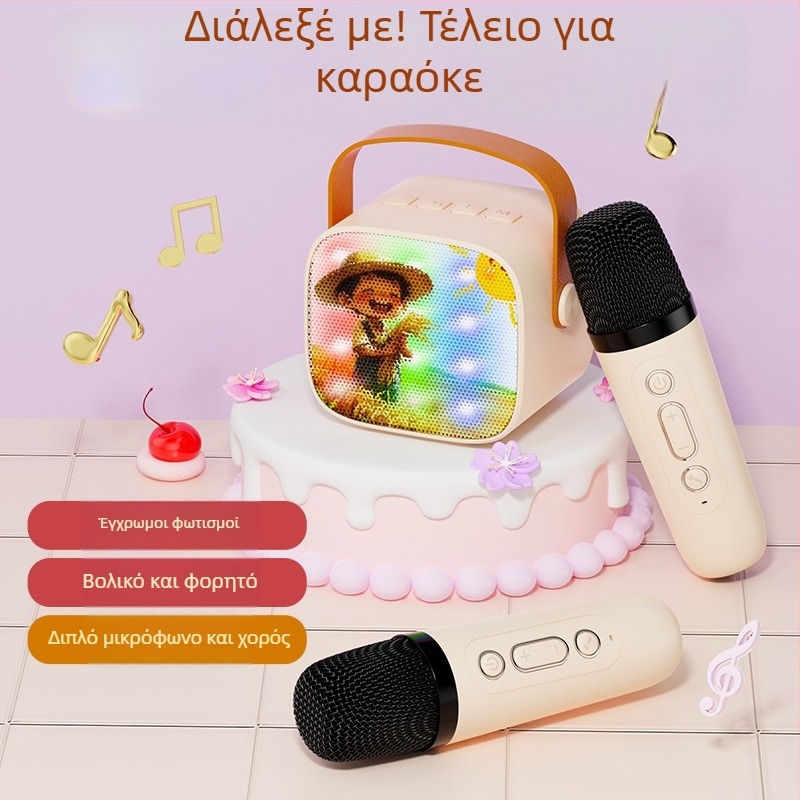 Ασύρματο Bluetooth karaoke μικρόφωνο-ηχείο με ενσωματωμένη μπαταρία, ισχύος 5W, Bluetooth 5.3, εύρος 100 Hz–20 kHz, SNR ≥70 dB