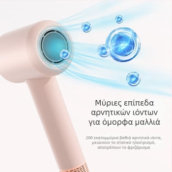 Στεγνωτήρας μαλλιών χωρίς λεπίδες, αρνητικά ιόνια, 1600W, μοτέρ χωρίς ψήτρες, 220V