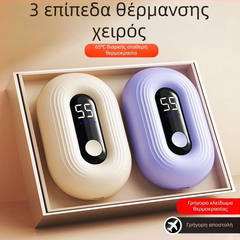 Θερμαντήρας χεριών USB επαναφορτιζόμενος με ενσωματωμένη μπαταρία 1000–1200 mAh, μοντέλο N12, 5V 3W, ψύξη με αλουμινένιο φύλλο