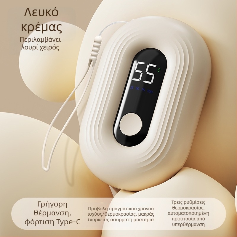 Θερμαντήρας χεριών USB επαναφορτιζόμενος με ενσωματωμένη μπαταρία 1000–1200 mAh, μοντέλο N12, 5V 3W, ψύξη με αλουμινένιο φύλλο